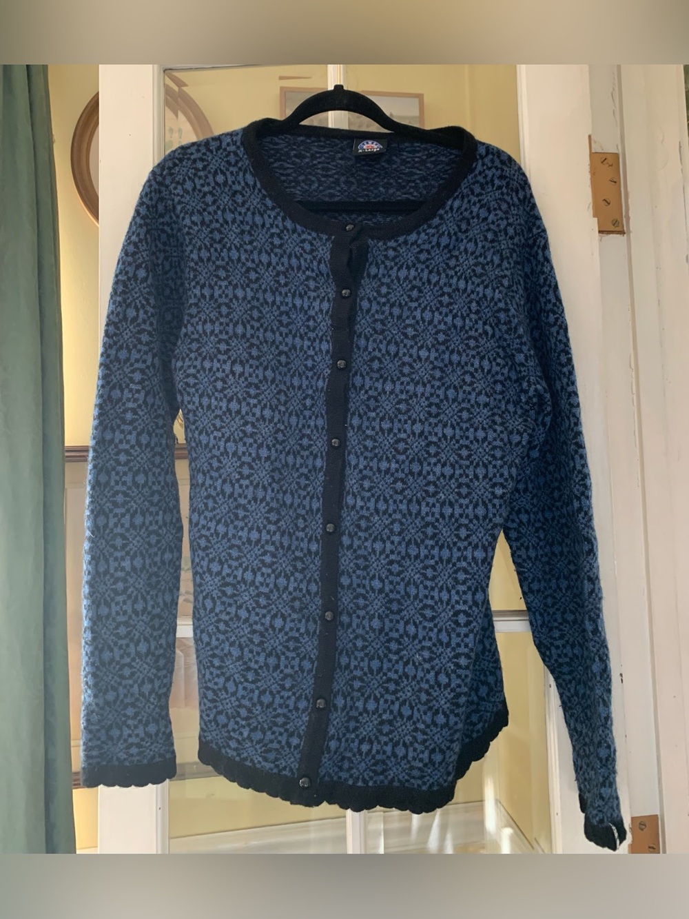 Icewear Iceland Cardigan Sweater Nordic Fair Isle Pattern Blue XL **
